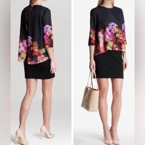 Ted Baker Black dress with Vibrant Floral Design